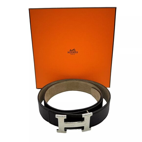 HERMES Constance 85cm Square In L Belt Dark Brown Leather - Picture 1 of 12